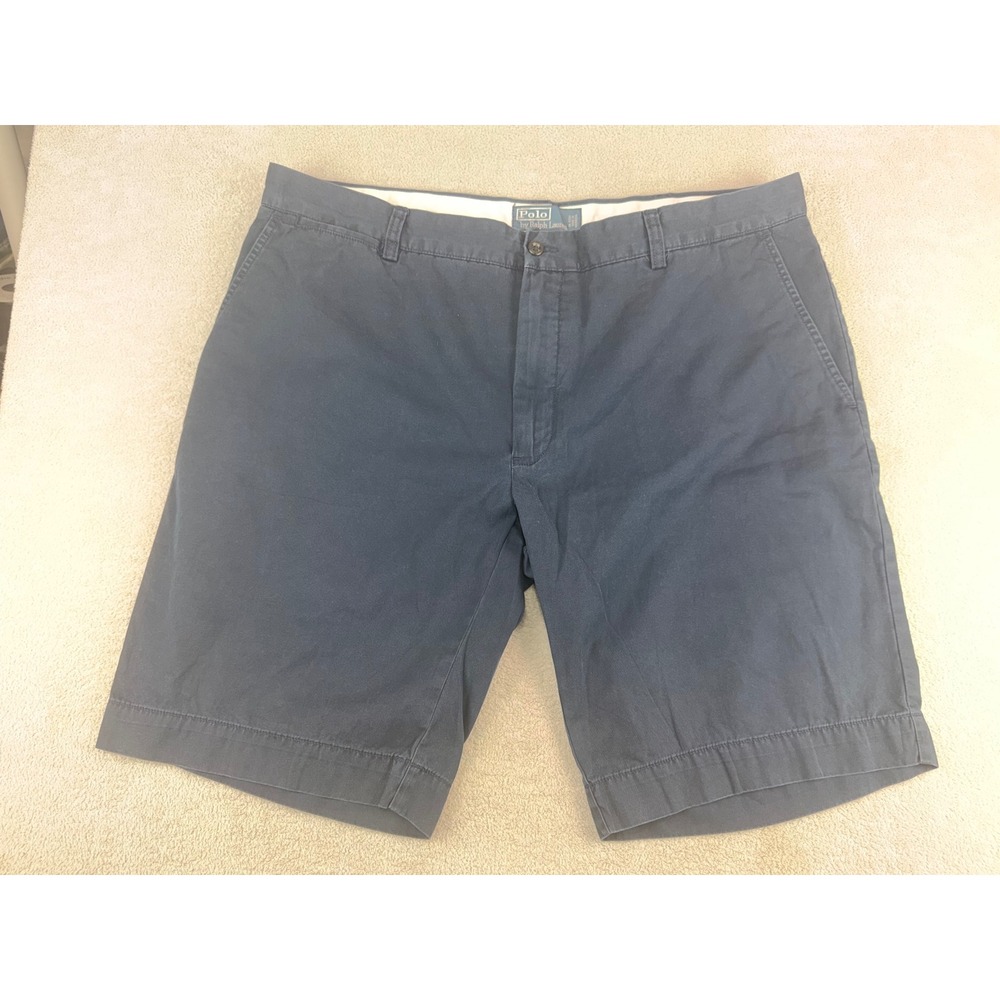Polo Ralph Lauren Mens Navy Blue Cotton Chino Shorts Size 40 Red Pony Logo